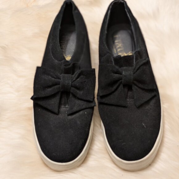 Troupe Black Suede Bow Sneakers - Picture 1 of 4